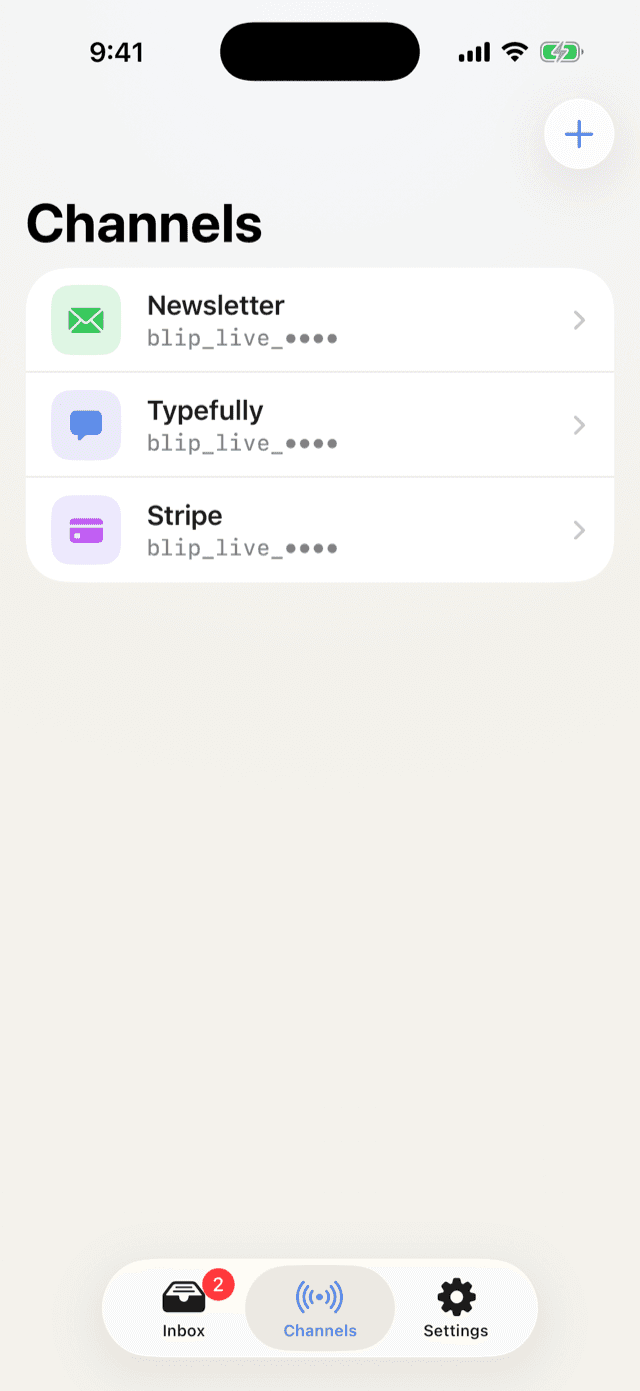 Channels and their keys in the Blip iOS app